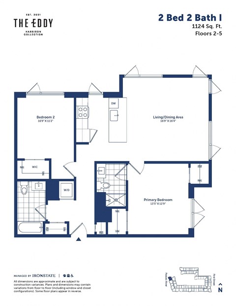 the floor plan of 2 bed 2 bath apartment